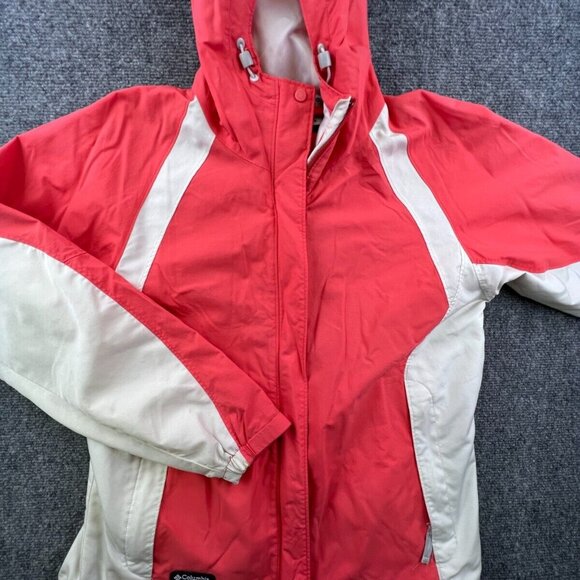 Columbia Jacket Womens Medium Orange White Full Zip Lightweight Coat Casual - Picture 1 of 16